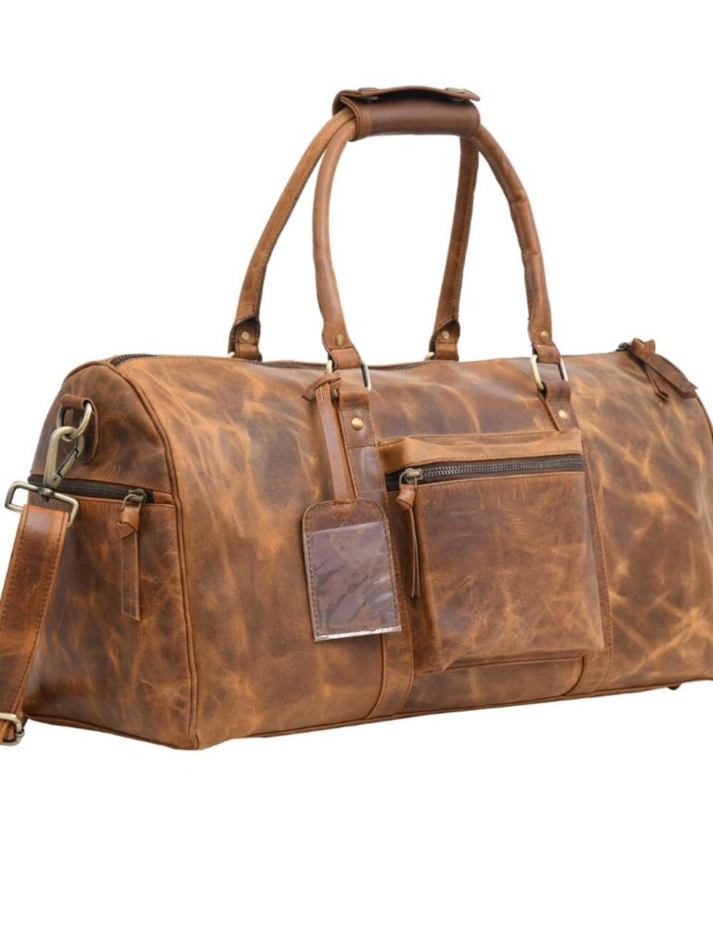 Vintage Brown Leather Duffle Bag Weekender Travel Bag